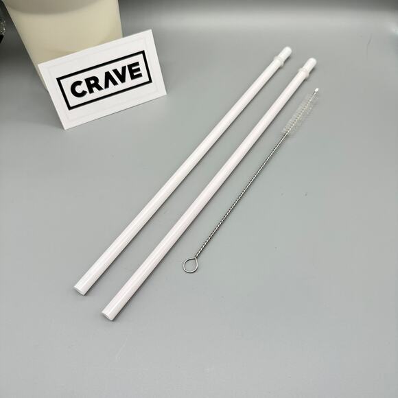 CRAVE 40 Oz Insulated Large Capacity Cup Tumbler Handle Straws - Ivory - Picture 7 of 9
